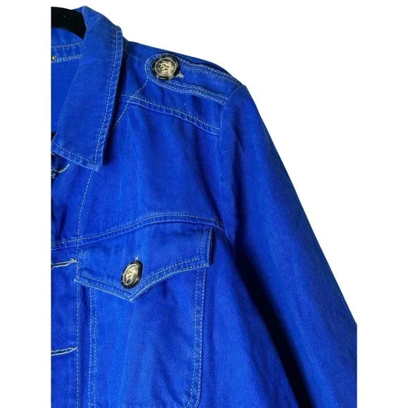 Free People Jacket Women's Large Blue Slouchy Denim Button Classic - Picture 8 of 10